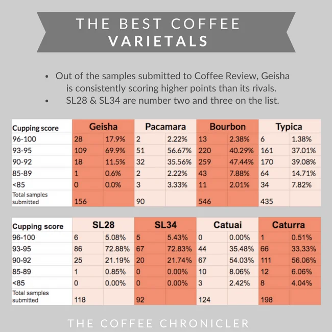 best coffee varietals chart