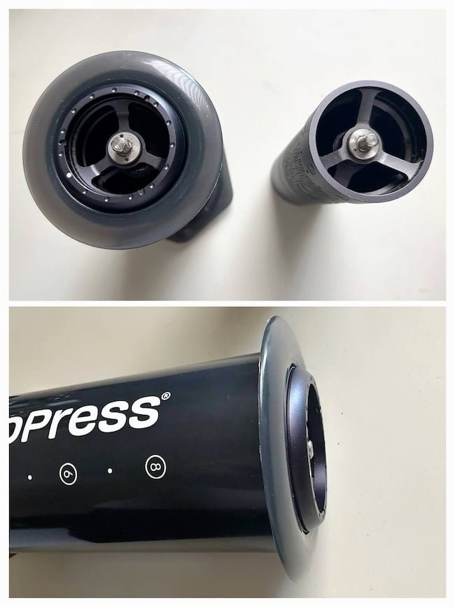 1Zpresso k ultra Grinder inside Aeropress XL