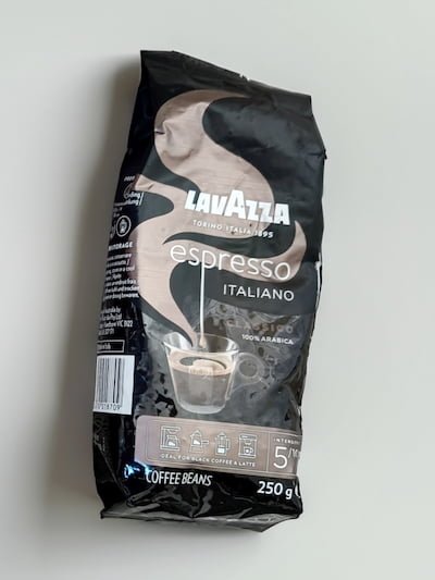 lavazza espresso italiano on white background