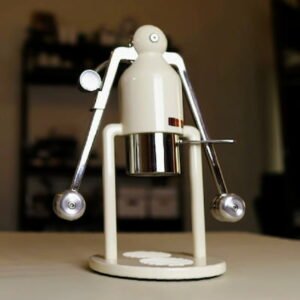 cafelat robot on table in the Coffee Chronicler Studio